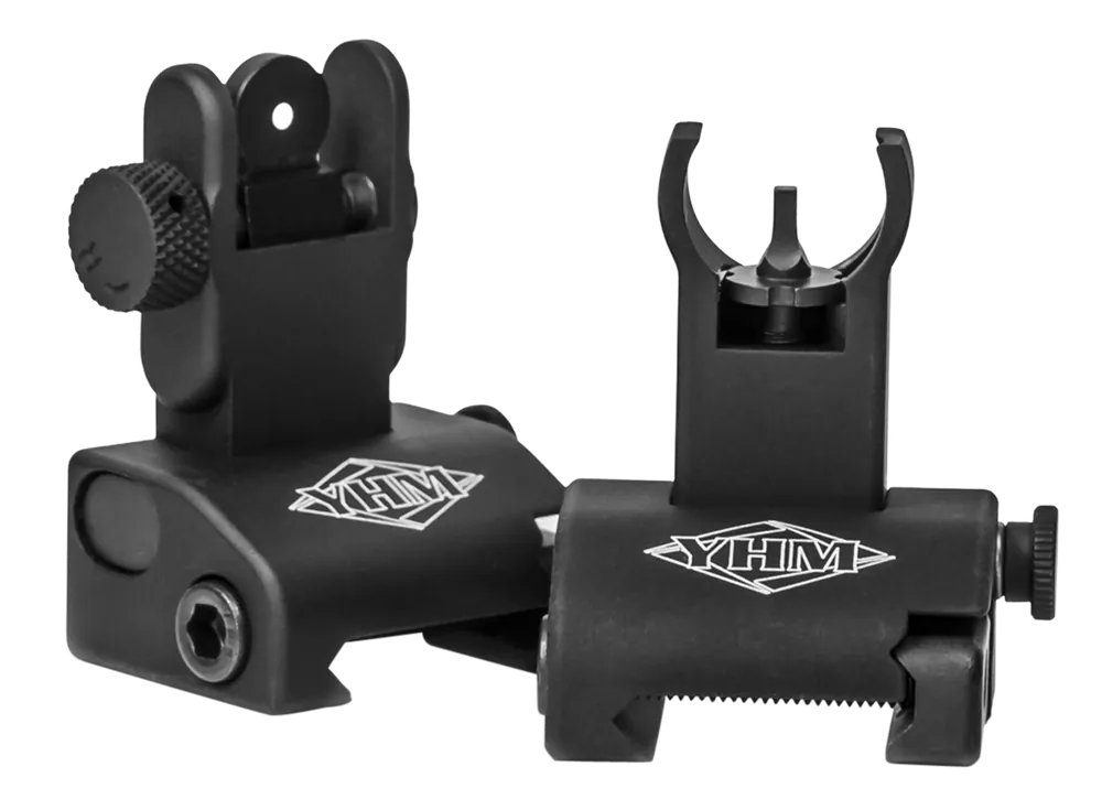 Yankee Hill 5040H Q.D.S. Folding Sight Set for AR-Platform - Black Anodized with Hooded Stem