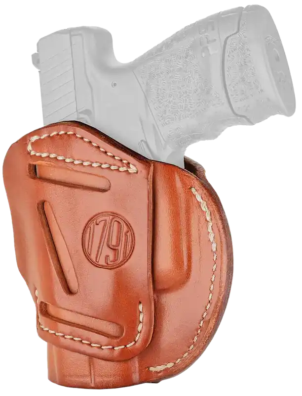 Versatile 1791 Gunleather 3-Way Holster for Glock 26, Ruger LC9, S&W M&P Shield - Classic Brown Leather, Ambidextrous Use