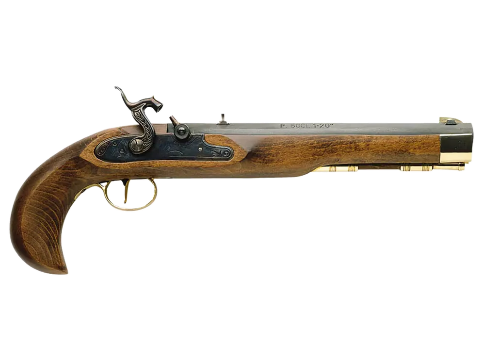 Traditions P1060 Kentucky 50 Cal Percussion Pistol with Walnut Grip and Blued Barrel
