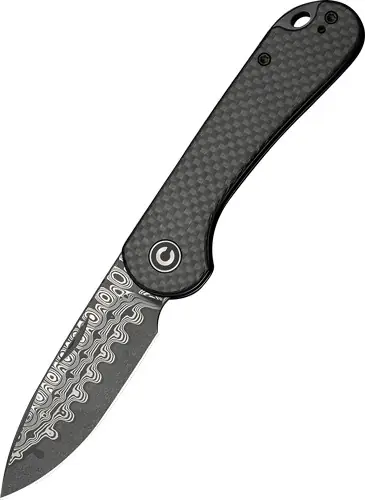 CIVIVI Elementum Slip Joint 2.9" Carbon Fiber/Damascus Knife