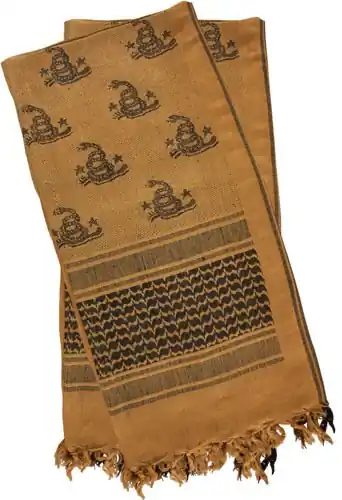 Coyote/Blackred Rock Shemagh Head Wrap - Don't Tread On Me Design