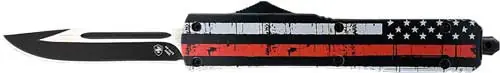 Red 3.1" Black Drop Point Templar Slim OTF Knife