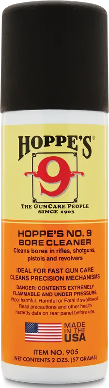 Hoppe's 905 No. 9 Bore Cleaner - 2 oz Aerosol, Child-Proof Cap, 12-Pack