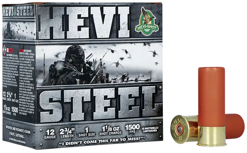 HEVI-Shot 12 Gauge Steel Shot Ammo - 25 Rounds per Box