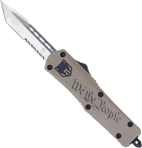 CobraTec Medium FS3 OTF Tanto Serrated Knife - "We The People" Edition