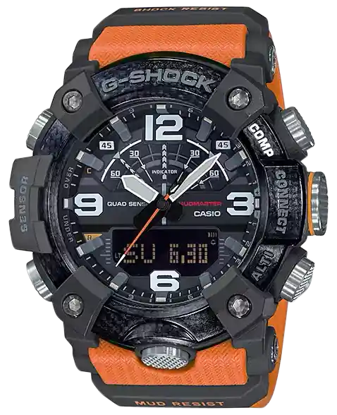 G-Shock Tactical MudMaster GGB1001A9: Orange/Black with Digital Compass, Size 145-215mm