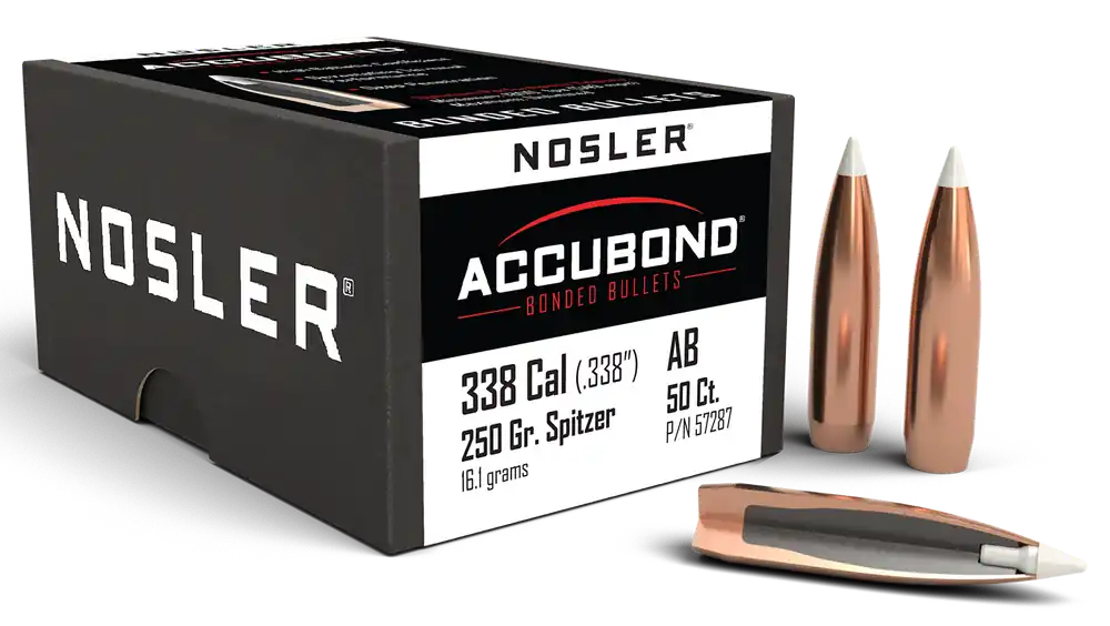Nosler AccuBond .338 Caliber 250 Grain Spitzer Bullets - Box of 50