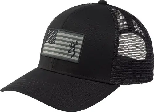 Black American Flag Patch Browning Cap with Mesh Snapback