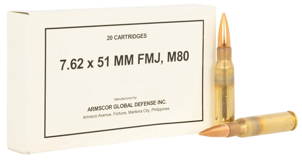 Armscor 50319 7.62x51mm NATO FMJ Rifle Ammo - 147gr, 20/Box, 10/Case