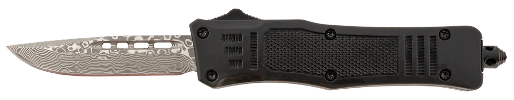 Steel River Knives Spartan Mini Damascus OTF Knife with Black Handle