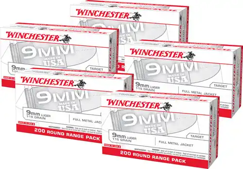 Winchester USA 9mm 115gr FMJ 1000-Round Case Lot