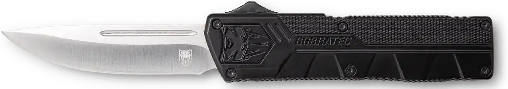 CobraTec Lightweight 3.25" OTF Drop Point Knife with D2 Steel Blade and Black Aluminum Handle