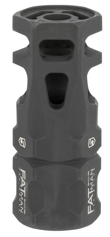 Phase 5 Weapon Systems FATMAN9MM Hex Brake for AR-Platform - Black Parkerized Steel, 1/2"-36 tpi Threads, 3" OAL