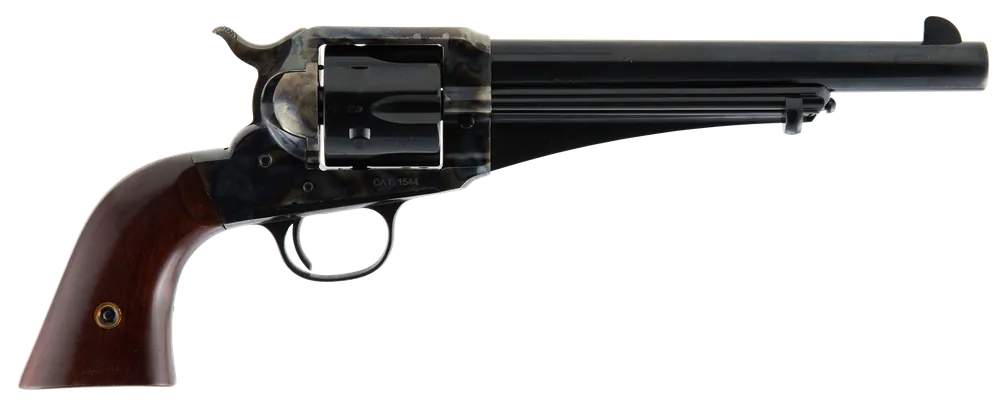 Cimarron 1875 Outlaw 45 Colt Revolver with Blued Steel Barrel and Walnut Grip