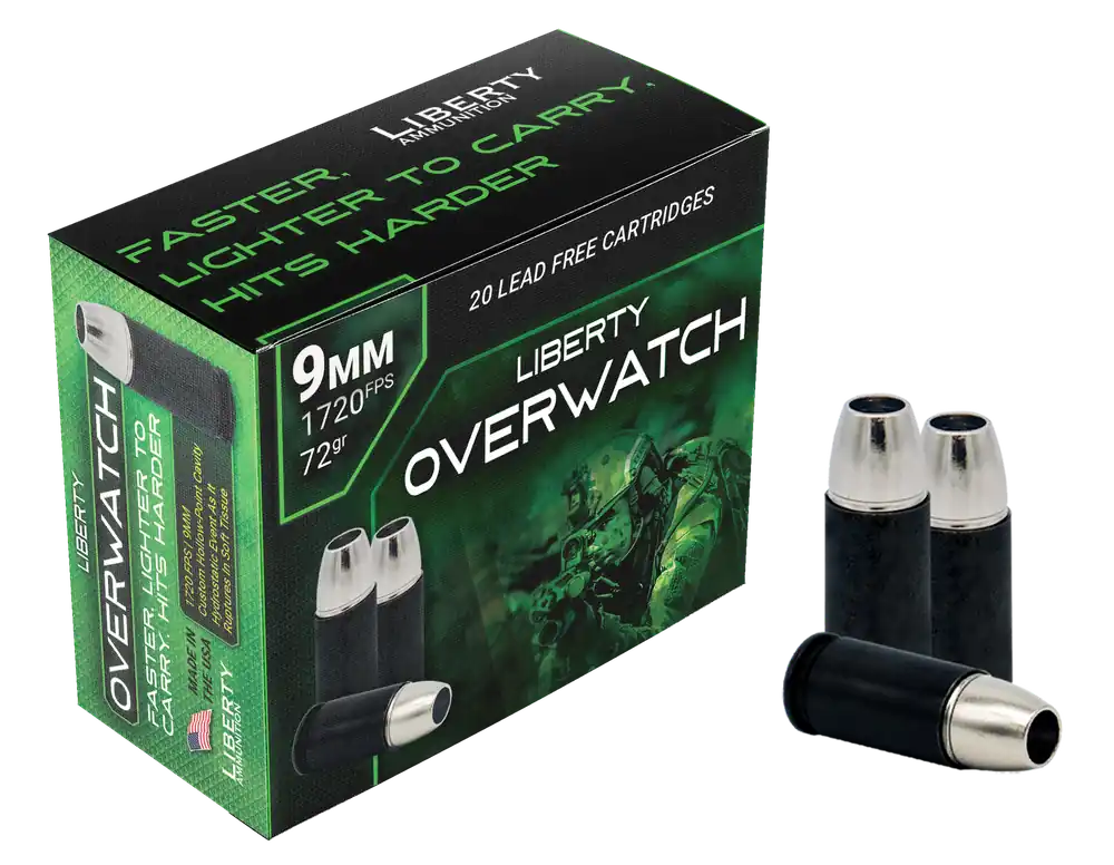 Liberty Ammunition OverWatch 9mm Luger 72gr Open Cavity - 20/Box, 50/Case