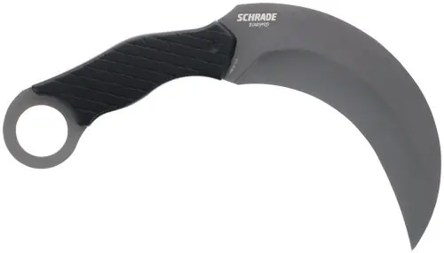 SCHRADE BONEYARD FIXED KARAMBIT KNIFE 5.2" MATTE SS/BLACK