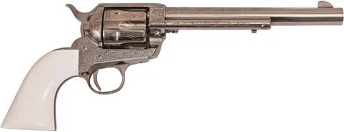 Cimarron Frontier 357MAG 7.5" Engraved Nickel/Ivory Revolver