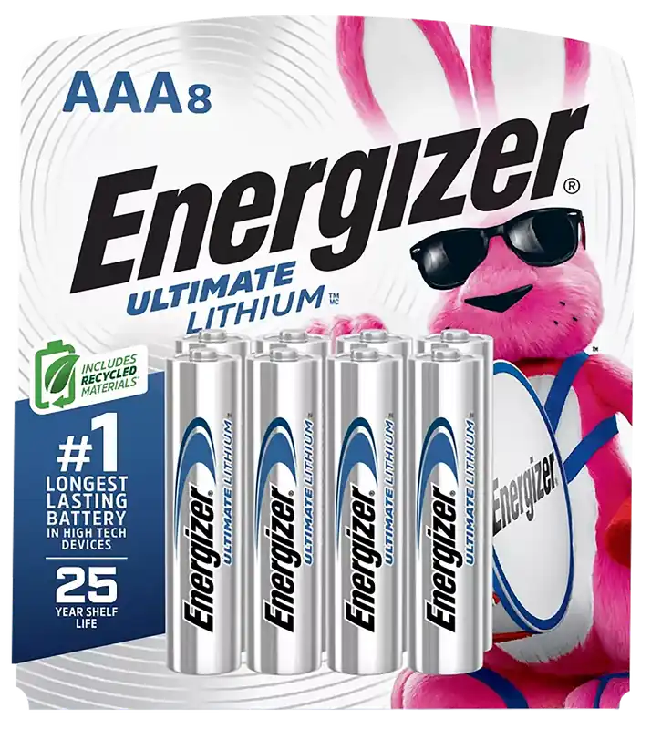 Energizer AAA Ultimate Lithium Batteries, 1.5V, Pack of 8