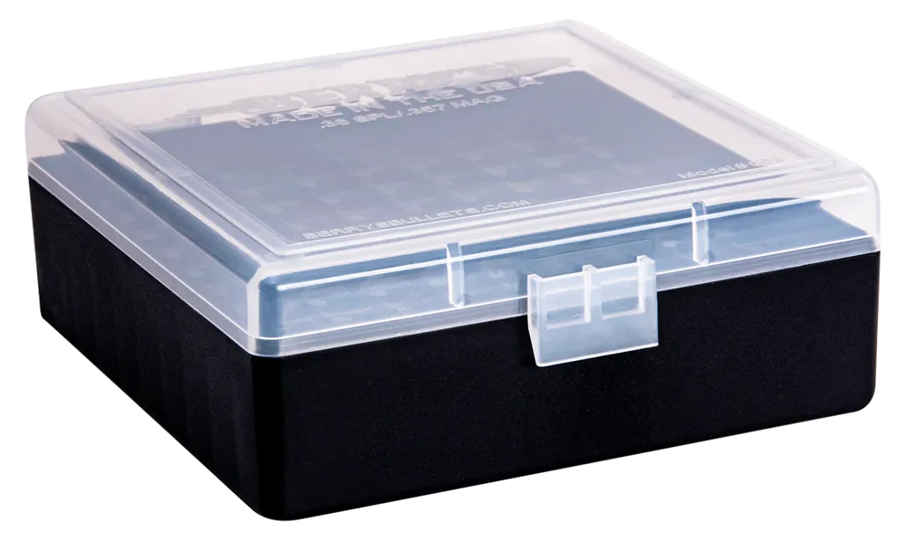 Berry's 15382 100-Round Ammo Box for .38 Special/.357 Magnum - Clear/Black Plastic