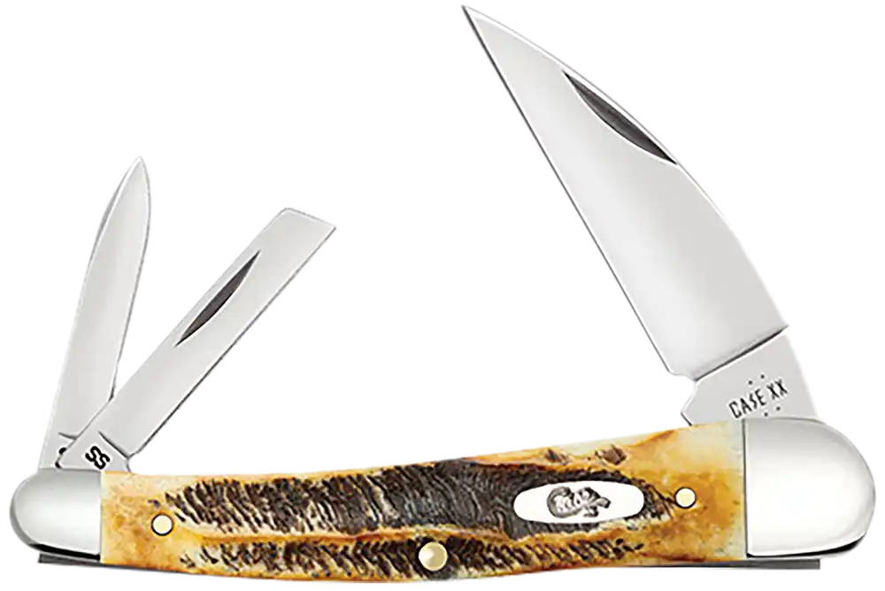 Seahorse Whittler Folding Knife with Burnt Dark Amber BoneStag Handle and Tru-Sharp SS Blade