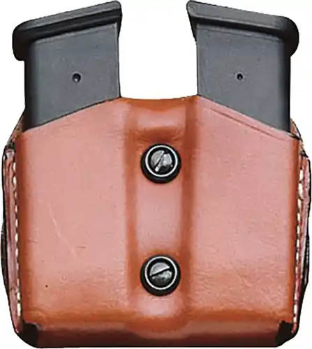 Leather OWB Double Mag Pouch for Glock 43 by Tandesantis