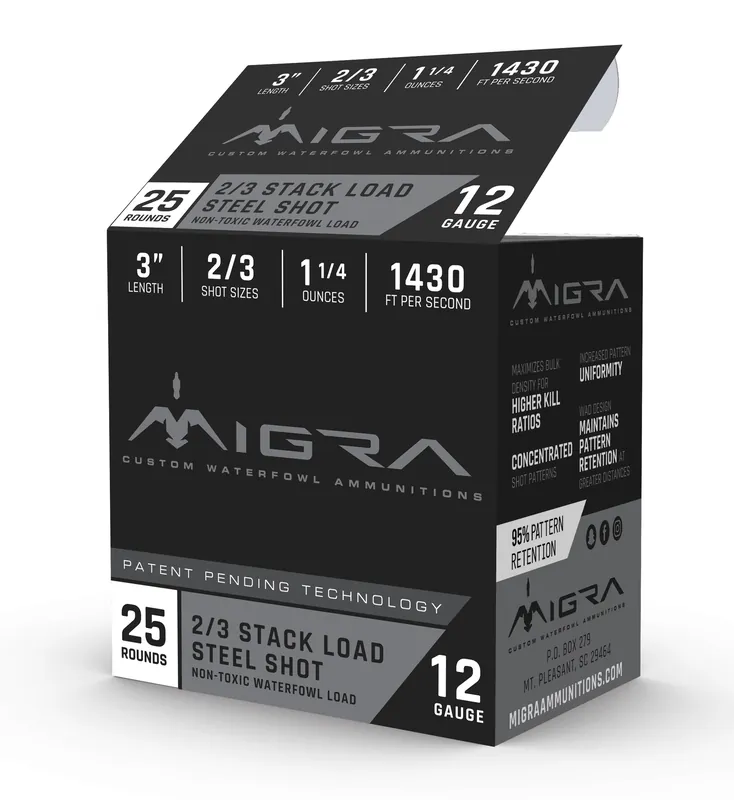 Migra Ammunitions M12S23 Staxd 12 Gauge 3" 1 1/4 oz 2/3 Shot - 25 Rounds per Box, 10 Boxes per Case