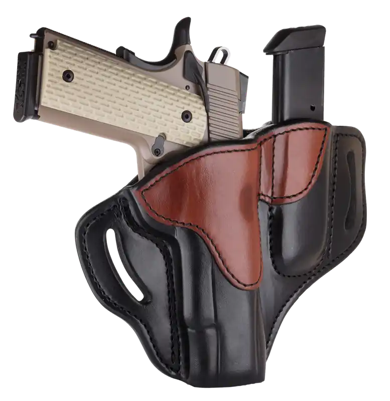 1791 Gunleather BH1M1 Combo OWB Belt Slide Holster for 4-5" 1911 - Black/Brown Leather