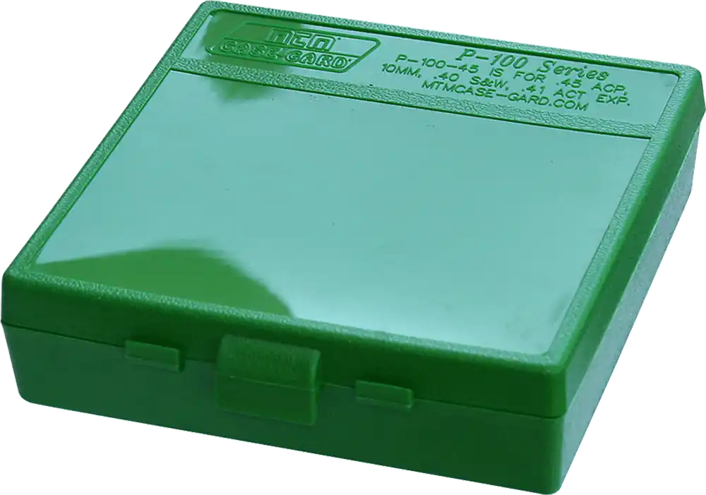 MTM Case-Gard P100910 Multi-Caliber Ammo Box, 100-Round Capacity, Green Polypropylene