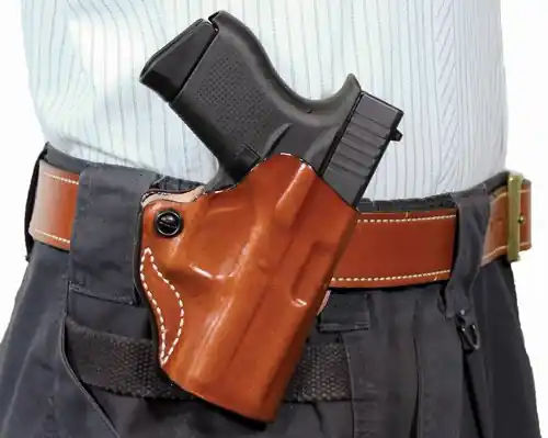DeSantis Mini Scabbard Holster for Springfield XDS - Tan Leather OWB RH