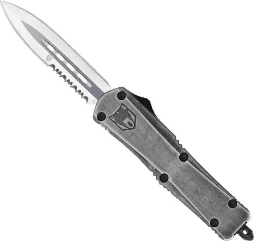 WASH 3" D2 Dagger OTF Stone - Medium FS3 Serrated CobraTec