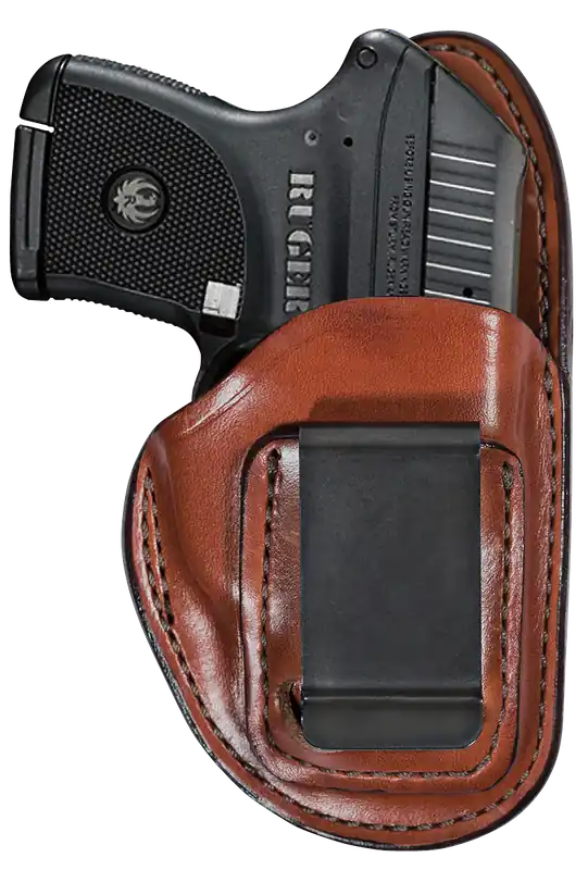 Bianchi 19235 IWB Holster Size 11 for Glock 19/23/Ruger Security-9, Left Hand, Tan Leather, 1.75" Belt Clip