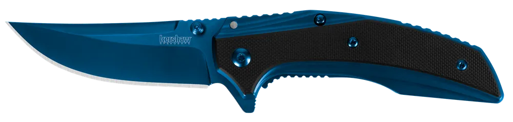 Kershaw 8320 Outright 3" Folding Knife with Blue PVD Blade and Black/Blue G10 Handle