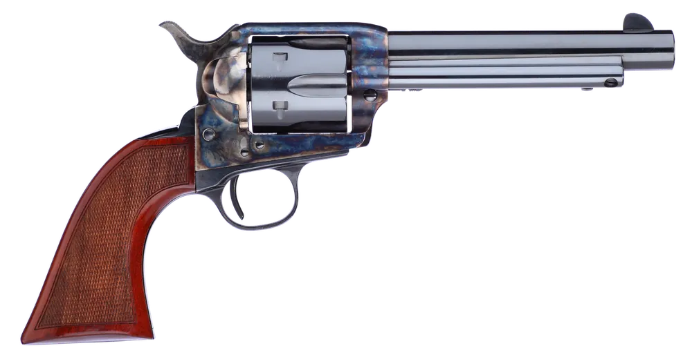Taylors & Company 556209DE Short Stroke Gunfighter .357 Mag 6rd 5.5" Blued/Case Hardened Steel, Walnut Grip (Taylor Tuned)