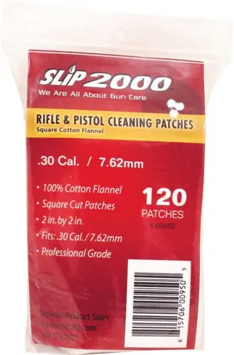 SQUARE 2" CLEANING PATCHES 120-PACK 7.62MM/.30 CALIBER - 2000 COUNT