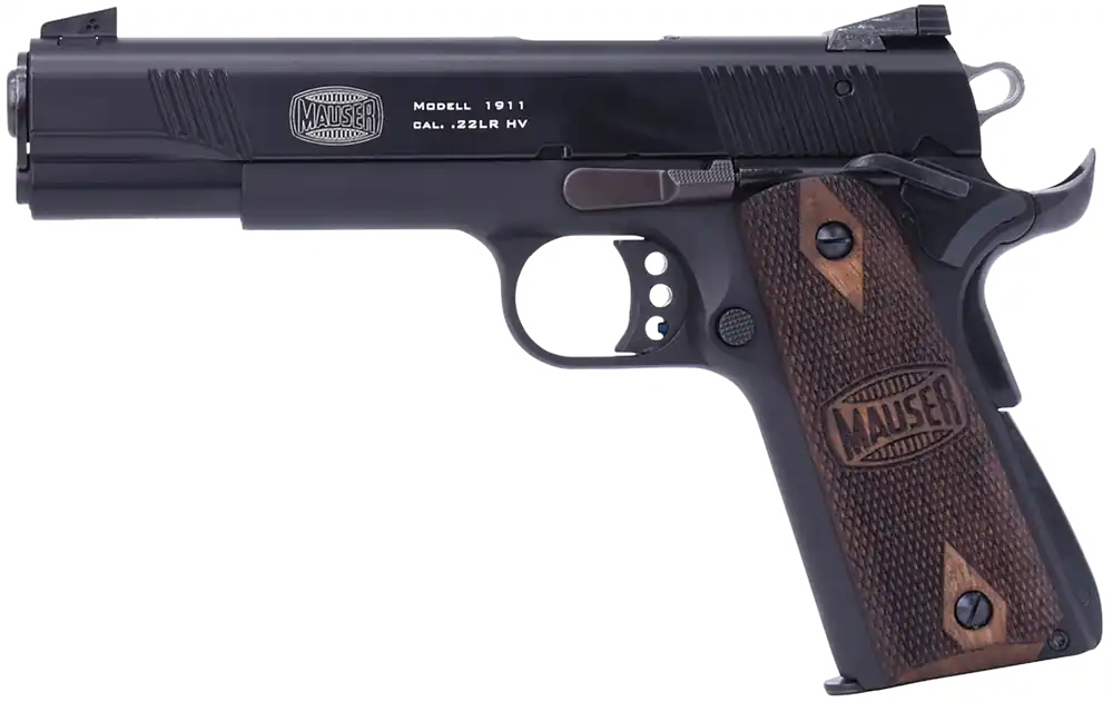 Mauser Rimfire 1911 .22 LR Pistol with Walnut Grip and Ambidextrous Features