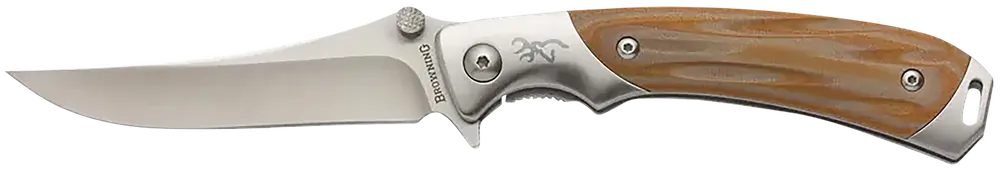 Browning Wicked Wing Folding Knife with Satin Blade and Amber G10 Handle