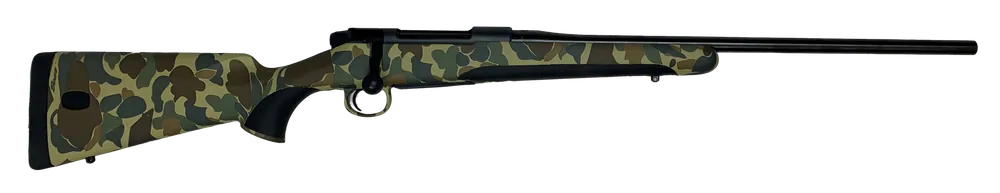Mauser M18 7mm Rem Mag Bolt-Action Rifle with Old School Camo Stock and Threaded Barrel