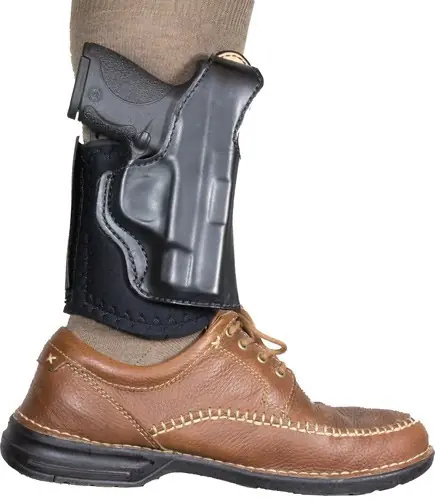Desantis Diehard Ankle Holster for Glock 43 - Right Handed, Black Leather