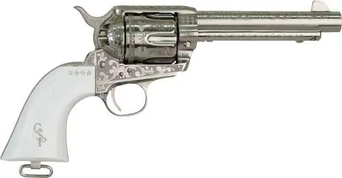 Cimarron George Patton V2 45LC 4.75" Engraved Nickel Revolver