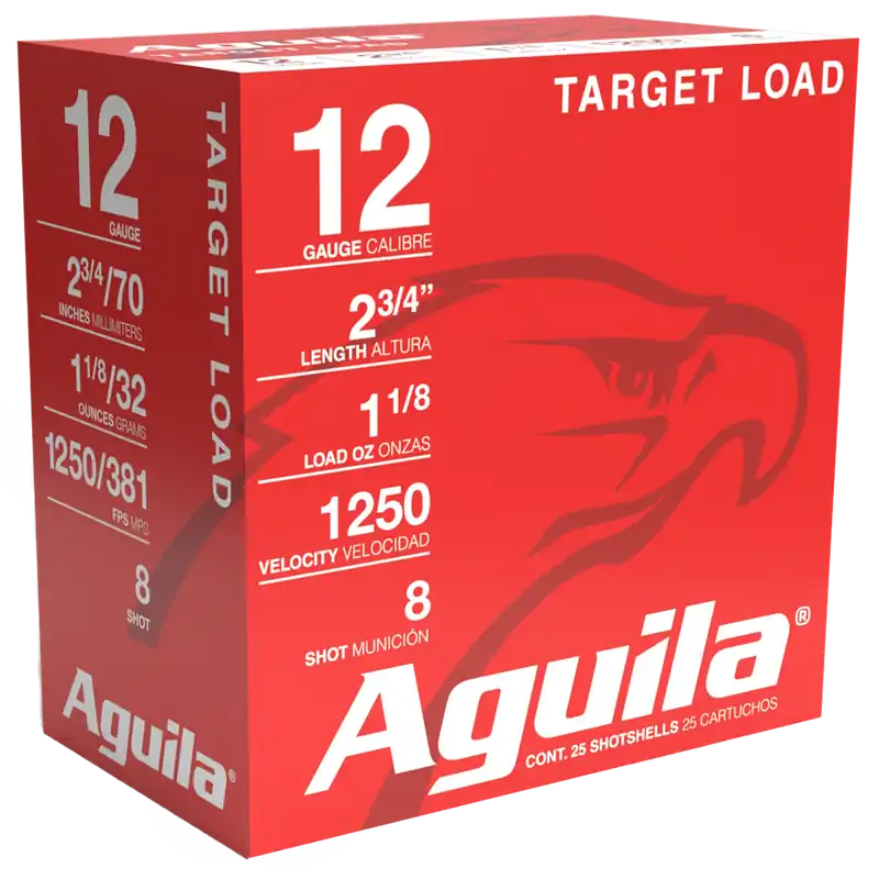 Aguila 12 Gauge Target Load 1 1/8oz 8 Shot - 25 Rounds Per Box