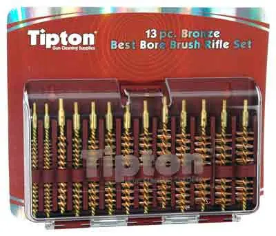 Tipton 13-Piece Bronze Rifle Bore Brush Set with Storage Case