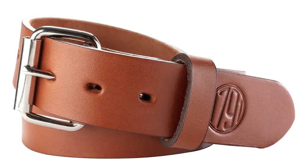 Classic Brown Leather Gun Belt with Buckle Closure - 1.50" Wide, Size 42/46