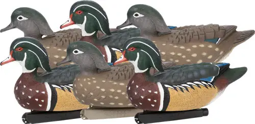 6-Pack Zink Wood Duck Floater Decoys