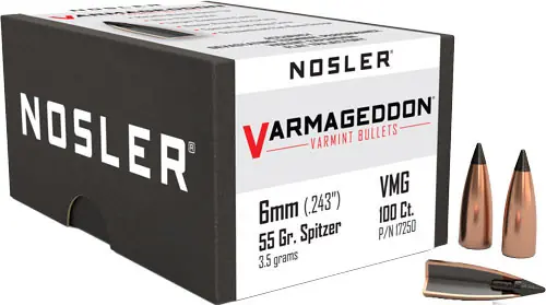 Nosler 6mm .243 55GR Varmageddon Tipped Bullets - 100 Count