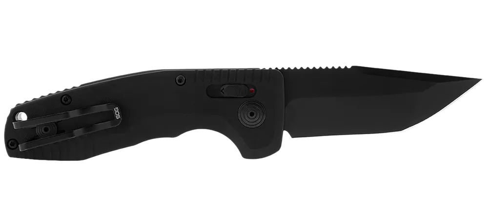 SOG-TAC Auto Compact Tanto Knife with Black TiNi D2 Steel Blade and Aluminum Handle