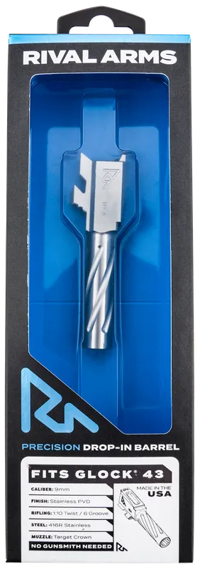 Rival Arms Precision V1 9mm Barrel for Glock 43/43X - Stainless PVD Finish