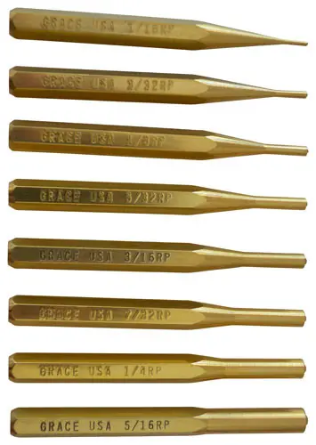 8-Piece Brass Roll Pin Punch Set by Grace USA