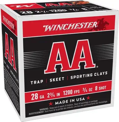 Winchester AA 28GA 2.75" 3/4OZ #8 1200FPS 250RD Case Lot