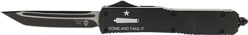 "3.1" Black Tanto Templar Slim OTF Knife - 'And Take It'"