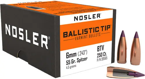Nosler 6mm .243 55gr Ballistic Tip Bullets - 250 Count